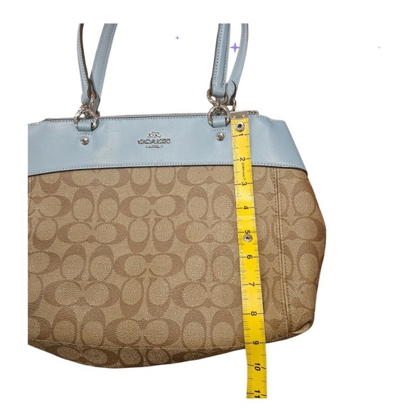 COACH BROOKE CARRY ALL IN CANVAS KHAKI/PALE BLUE/SILVER - Picture 6 of 8